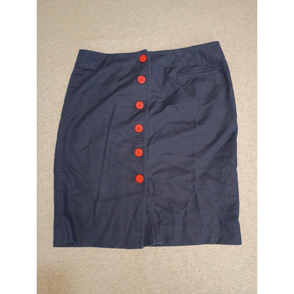 Lauren Ralph Lauren Navy Blue Red Button Front Skirt 10 Nautical Preppy Skirt